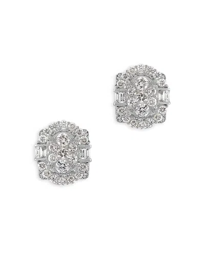 Bloomingdale's Diamond Cluster Stud Earrings In 14k White Gold, 1.0 Ct. T.w. - 100% Exclusive