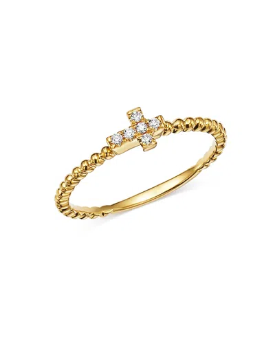 Bloomingdale's Diamond Cross Band In 14k Yellow Gold, 0.05 Ct. T. W. - Exclusive In White/gold