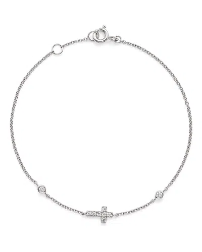 Bloomingdale's Diamond Cross Bracelet In 14k White Gold, .12 Ct. T. W.