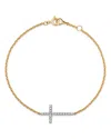 Bloomingdale's Diamond Cross Bracelet In 14k Yellow & White Gold, 0.15 Ct. T. W. - Exclusive In White/gold