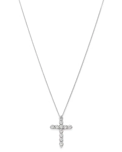Bloomingdale's Cultured Freshwater Pearl Cross Pendant Necklace In 14k White Gold, 16-18 - 100% Exclusive