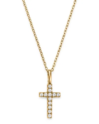 Bloomingdale's Diamond Cross Pendant Necklace In 14k Yellow Gold, 0.08 Ct. T. W. - Exclusive In White/gold