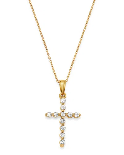 Bloomingdale's Diamond Cross Pendant Necklace In 14k Yellow Gold, 0.25 Ct. T. W. - Exclusive In White/gold