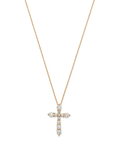 Bloomingdale's Diamond Cross Pendant Necklace In 14k Yellow Gold, 1.0 Ct. T. W. - Exclusive In Yellow/white