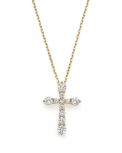 Bloomingdale's Diamond Cross Pendant Necklace In 14k Yellow Gold, .50 Ct. T. W. - Exclusive In White/gold