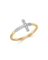 Bloomingdale's Diamond Cross Ring In 14k Yellow & White Gold, 0.15 Ct. T. W. - Exclusive In White/gold