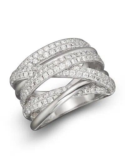 Bloomingdale's Diamond Crossover Band In 14k White Gold, 1.45 Ct. T. W. - Exclusive In White Gold/white Diamonds