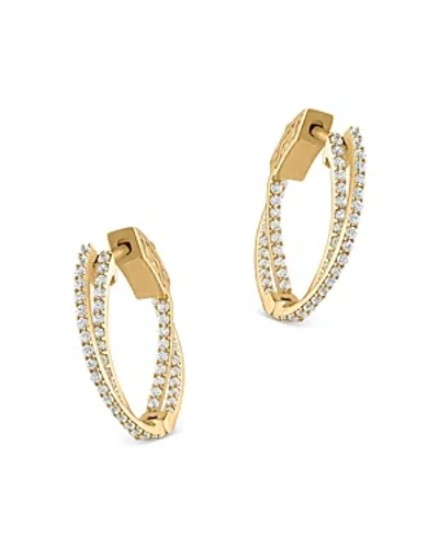 Bloomingdale's Diamond Crossover Hoop Earrings In 14k Yellow Gold, 1.00 Ct. T. W. - Exclusive