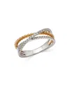 Bloomingdale's Diamond Crossover Ring In 14k White & Yellow Gold, 0.25 Ct. T. W. - Exclusive In White/yellow