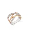 Bloomingdale's Diamond Crossover Ring In 14k White, Rose & Yellow Gold, 0.30 Ct. T. W. In Multi