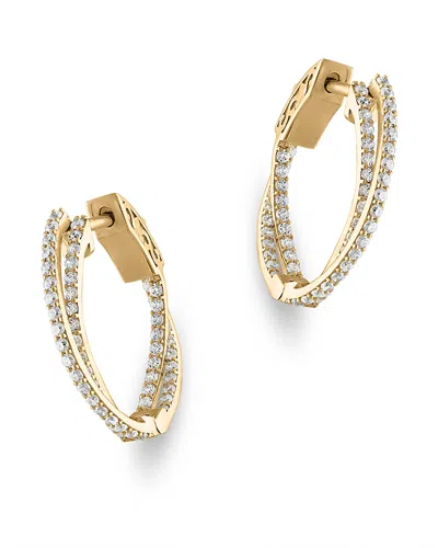 Bloomingdale's Diamond Crossover Small Hoop Earrings In 14k Yellow Gold, 1.5 Ct. T. W.