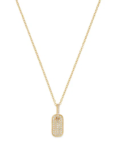 Bloomingdale's Diamond Dog Tag Pendant Necklace In 14k Yellow Gold, 0.25 Ct. T. W. - Exclusive In White/gold