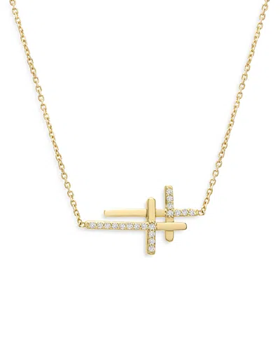 Bloomingdale's Diamond Double Cross Necklace In 14k Yellow Gold, 0.15 Ct. T. W. - Exclusive In White/gold