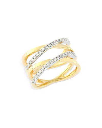 Bloomingdale's Diamond Double Crossover Ring In 14k White & Yellow Gold, 0.30 Ct. T. W. - Exclusive In White/yellow