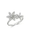 Bloomingdale's Diamond Double Flower Statement Ring In 14k White Gold, 0.55 Ct. T. W. - Exclusive In White