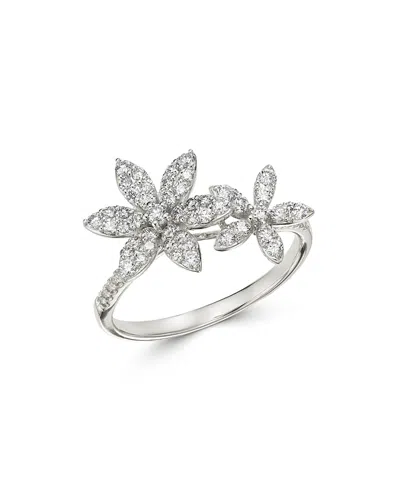 Bloomingdale's Diamond Double Flower Statement Ring In 14k White Gold, 0.55 Ct. T. W. - Exclusive