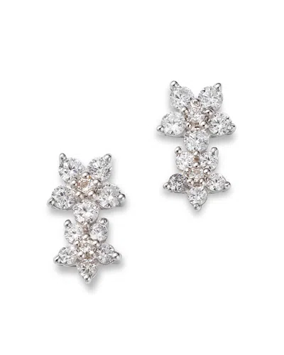 Bloomingdale's Diamond Double Flower Stud Earrings In 14k White Gold, 0.50 Ct. T. W.