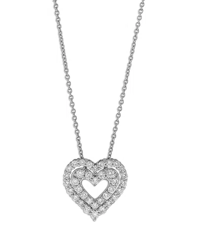 Bloomingdale's Diamond Cluster Heart Pendant Necklace In 14k White Gold, 0.50 Ct. T. W. - Exclusive