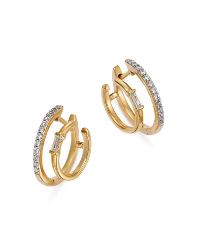 Bloomingdale's Diamond Double Hoop Earrings In 14k Yellow Gold, 0.25 Ct. T. W. - Exclusive