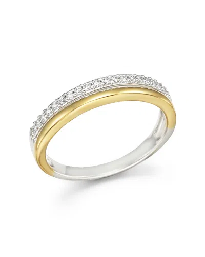 Bloomingdale's Diamond Double Row Band Ring In 14k Yellow And White Gold, .12 Ct .t. W. - Exclusive In White/gold