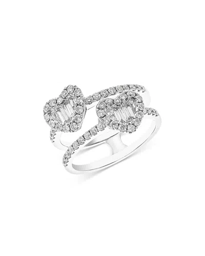 Bloomingdale's Diamond Double Row Heart Ring In 14k White Gold, 1.15 Ct. T. W. - Exclusive