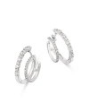 Bloomingdale's Diamond Double Row Hoop Earrings In 14k White Gold, 0.50 Ct. T. W. In White
