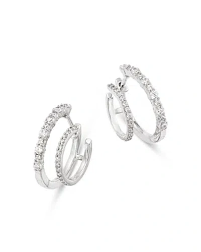Bloomingdale's Diamond Double Row Hoop Earrings In 14k White Gold, 0.50 Ct. T. W.