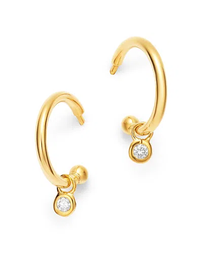 Bloomingdale's Diamond Drop Huggie Hoop Earrings In 14k Yellow Gold - Exclusive In White/gold
