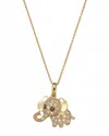Bloomingdale's Diamond Elephant Pendant Necklace In 14k Yellow Gold, .20 Ct. T. W., 16.5 In Multi/gold