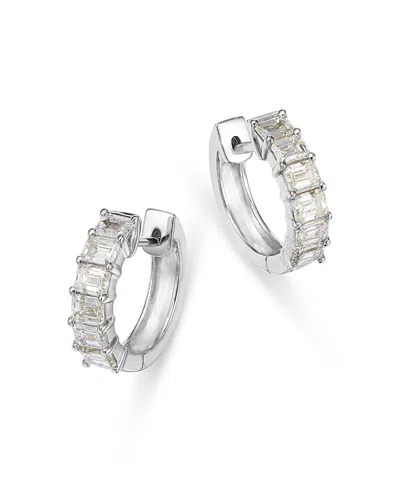 Bloomingdale's Diamond Emerald Cut Diamond Huggie Earrings In 18k White Gold, 1.0 Ct. T. W.