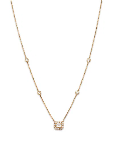 Bloomingdale's Diamond Emerald Cut Halo Pendant Necklace In 14k Yellow Gold, 0.60 Ct. T. W.