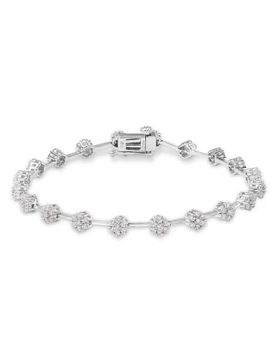 Bloomingdale's Diamond Flower Cluster Link Bracelet In 14k White Gold, 2.0 Ct. T. W.