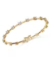 Bloomingdale's Diamond Flower Cluster Station Bracelet In 14k Yellow Gold, 1.00 Ct. T. W. - Exclusive In Gold/white
