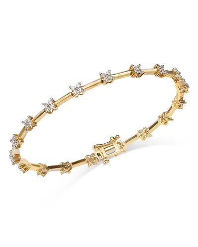 Bloomingdale's Diamond Flower Cluster Station Bracelet In 14k Yellow Gold, 1.00 Ct. T. W. - Exclusive In Gold/white