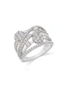 Bloomingdale's Diamond Flower Crossover Ring In 14k White Gold, 1.0 Ct. T. W. In White