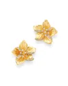 Bloomingdale's Diamond Flower Earrings In 14k Textured Yellow Gold, 0.30 Ct. T. W. - Exclusive In White/gold
