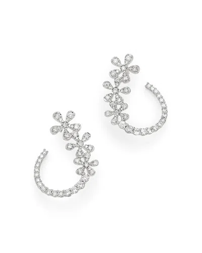 Bloomingdale's Diamond Flower Front-to-back Earrings In 14k White Gold, 1.0 Ct. T. W. - Exclusive