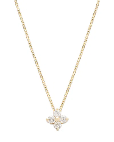 Bloomingdale's Diamond Flower Pendant Necklace In 14k Yellow Gold, 0.25 Ct. T. W.