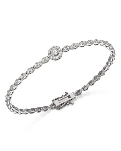 Bloomingdale's Diamond Halo Center Tennis Bracelet In 14k White Gold, 1.80 Ct. T. W.