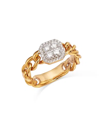 Bloomingdale's Diamond Halo Cluster Chain Link Ring In 14k Yellow Gold, 0.40 Ct. T. W. - Exclusive