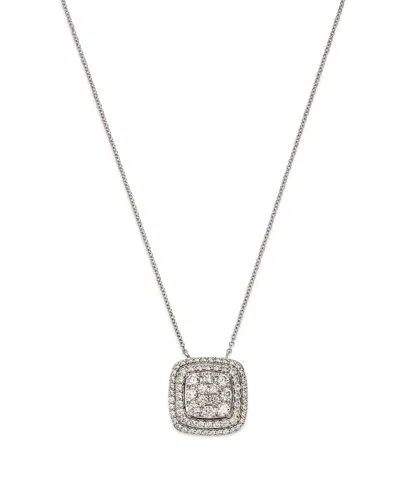 Bloomingdale's Diamond Halo Cluster Pendant Necklace In 14k White Gold, 1.0 Ct. T. W. - Exclusive