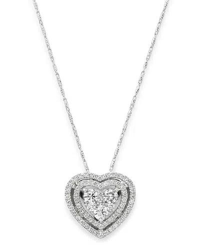 Bloomingdale's Diamond Halo Heart Pendant Necklace In 14k White Gold, 1.0 Ct. T. W. - Exclusive