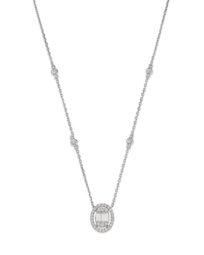 Bloomingdale's Diamond Halo Cluster Pendant Necklace In 18k White Gold, 0.50 Ct. T. W.