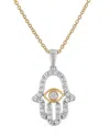 Bloomingdale's Diamond Hamsa Hand Pendant Necklace In 14k White & Yellow Gold, 0.50 Ct. T. W. In White/gold