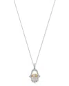 Bloomingdale's Diamond Hamsa Pendant Necklace In 14k Yellow & White Gold, 0.25 Ct. T. W. - Exclusive In Gold/white