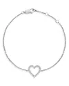 Bloomingdale's Diamond Heart Bracelet In 14k White Gold, 0.25 Ct. T. W. - Exclusive In White