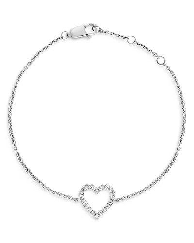 Bloomingdale's Diamond Heart Bracelet In 14k White Gold, 0.25 Ct. T. W. - Exclusive