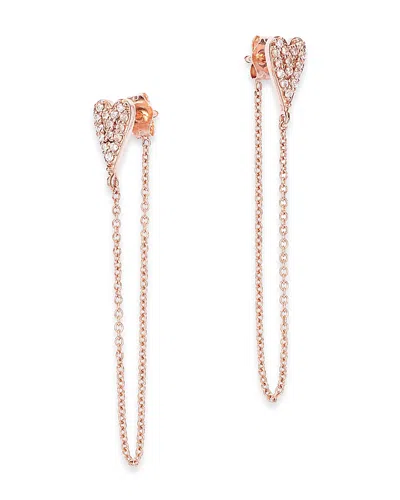 Bloomingdale's Diamond Heart Cluster Chain Earrings In 14k Rose Gold, 0.16 Ct. T. W. - Exclusive