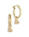 Bloomingdale's Diamond Heart Dangle Hoop Earrings In 14k Yellow Gold, 0.02 Ct. T. W. - Exclusive In Gold