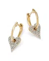 Bloomingdale's Diamond Heart Drop Hoop Earrings In 14k White & Yellow Gold, 0.23 Ct. T. W. - Exclusive In Gold/white